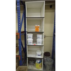 5 shelf cabinet w/4 pails timber stone ater colour (red and black) 1 box white grout