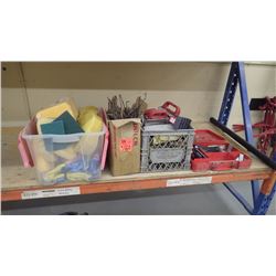 Tub of sponges, door ties, rubbing stones, plus mastercraft brad nailer