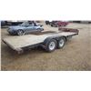 Image 3 : Approx 16' Tandem axle trailer with ramps and winch. Good rubber. Just needs 20 mins of spray paint