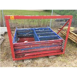Ten 5' Scaffold frames & Scaffold rack