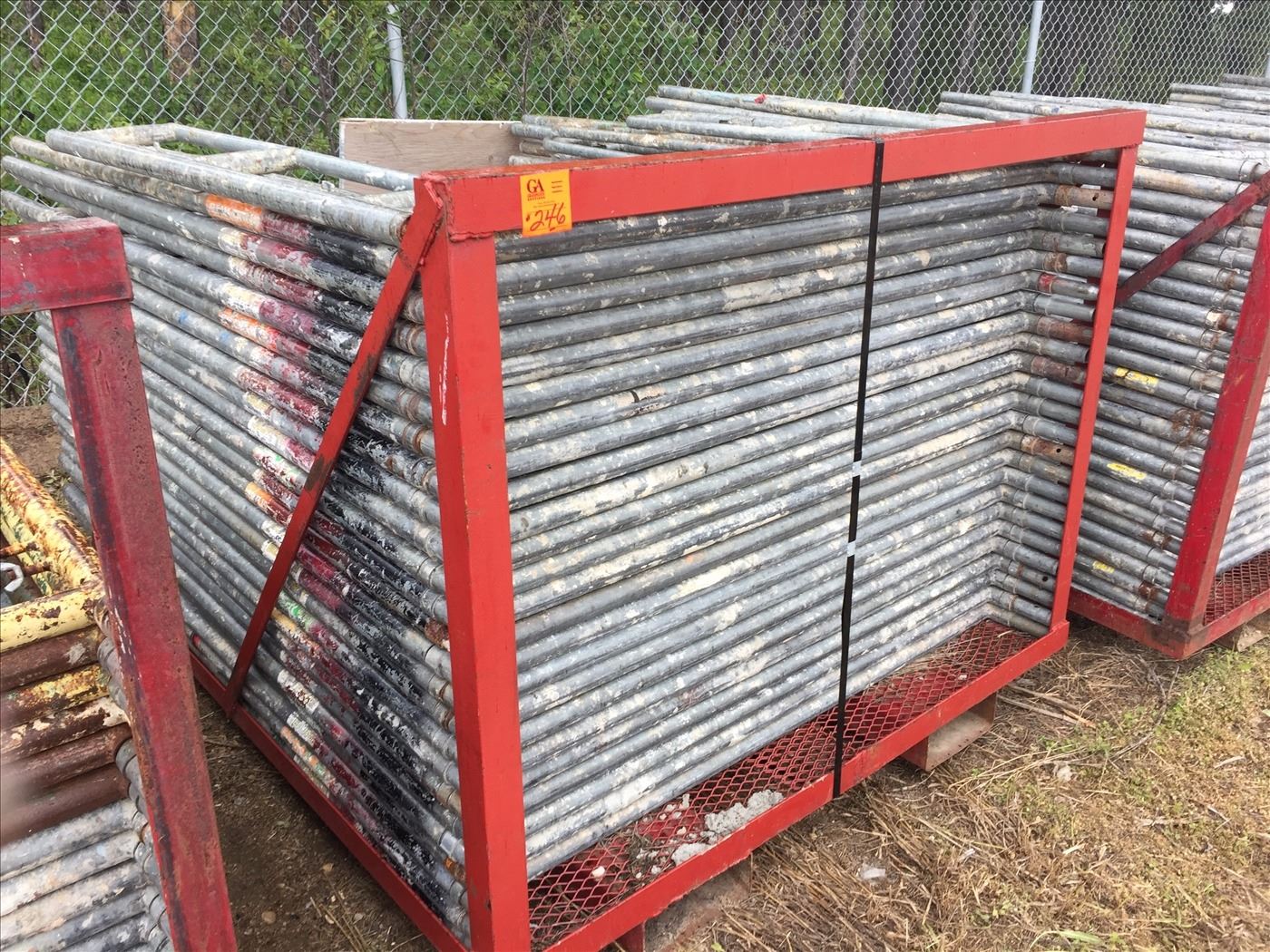 Twenty five 6' Scaffold frames with scaffold rack