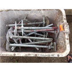 Bin of Twenty Five scaffold screw jacks
