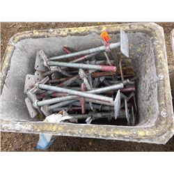 Bin of Twenty Five scaffold screw jacks