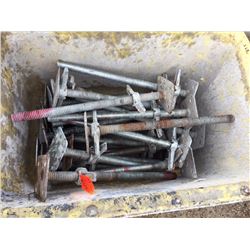Bin of Twenty Five scaffold screw jacks