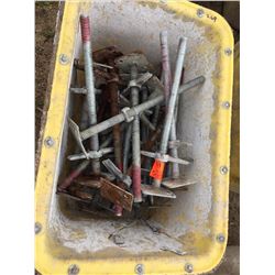Bin of Twenty Five scaffold screw jacks