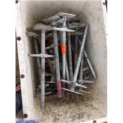 Bin of Twenty Five scaffold screw jacks