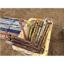 Bin of Eleven scaffold hangers (Out Riggers)