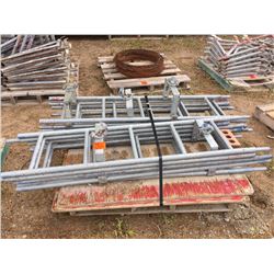 Pallet with Ten scaffold ladders and platforms