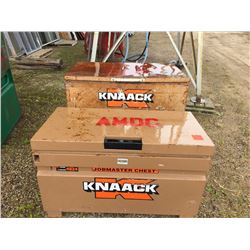 Two Knaack job site boxes with contents
