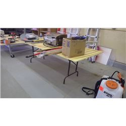 Approx 8' plywood table with folding legs