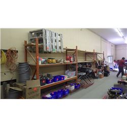 Three sections of metal shelving. No contents.
