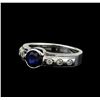 Image 2 : 14KT White Gold 1.28ct Blue Sapphire and Diamond Ring