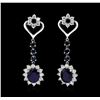 Image 1 : 14KT White Gold 7.72ctw Sapphire and Diamond Earrings