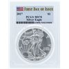 Image 1 : 2017 $1 American Silver Eagle Coin PCGS MS70 First Day of Issue