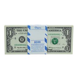 Pack of (100) Consecutive 1999 $1 Federal Reserve STAR Notes St. Louis