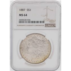 1887 $1 Morgan Silver Dollar Coin NGC MS64