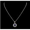 Image 2 : Platinum 8.13ct GIA Certified Tanzanite and Diamond Pendant with Chain