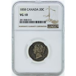 1858 Canada 20 Cent Coin NGC VG10