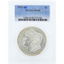 1921-S $1 Morgan Silver Dollar Coin PCGS MS65