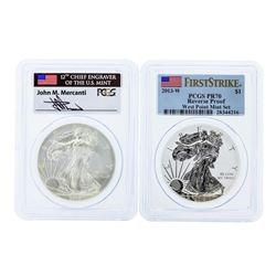 Set of 2013 & 2013-W $1 American Silver Eagle Coin PCGS MS70 & PR70