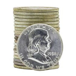 Roll of (20) 1958 Brilliant Uncirculated Franklin Half Dollar Coins