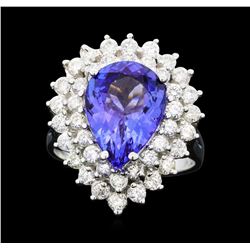 14KT White Gold 4.37ct Tanzanite and Diamond Ring