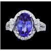 Image 1 : 14KT White Gold 3.94ct Tanzanite and Diamond Ring