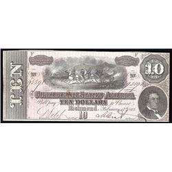1864 $10 The Confederate States of America Note