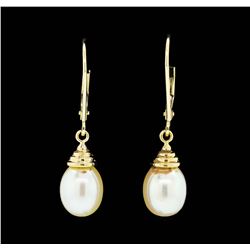 14KT Yellow Gold Ladies Pearl Earrings