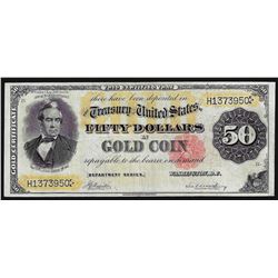 1882 $50 Gold Certificate Note