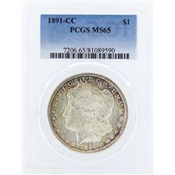 1891-CC $1 Morgan Silver Dollar Coin PCGS MS65