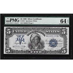 1899 $5 Indian Chief Silver Certificate Bank Note PMG Choice Uncirculated 64EPQ