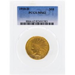 1910-D $10 Indian Head Eagle Gold Coin PCGS MS62