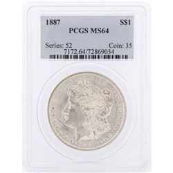 1887 $1 Morgan Silver Dollar Coin PCGS MS64