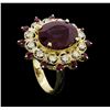 Image 4 : 14KT Yellow Gold 10.32ctw Ruby and Diamond Ring