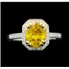 Image 1 : 18KT White Gold 2.82ct Yellow Sapphire and Diamond Ring