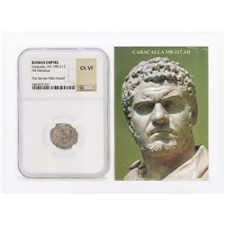 Roman Empire Caracalla AD 198-217 AR Denarius Silver Coin NGC CH VF