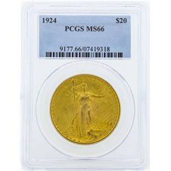 1924 $20 St. Gaudens Double Eagle Gold Coin PCGS MS66