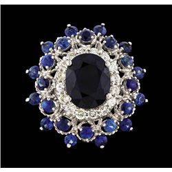 14KT White Gold 6.38ctw Sapphire and Diamond Ring