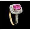 Image 4 : 14KT Yellow Gold 1.35ct Pink Sapphire and Diamond Ring
