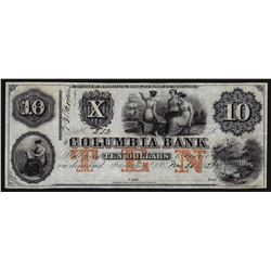 1852 $10 Columbia Bank Obsolete Note