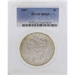 1887 $1 Morgan Silver Dollar Coin PCGS MS63