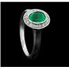 Image 4 : 14KT White Gold 0.85ct Emerald and Diamond Ring