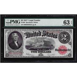 1917 $2 Legal Tender Note PMG Choice Uncirculated 63EPQ