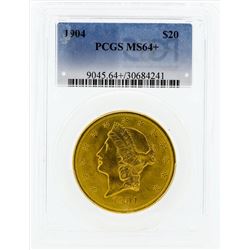 1904 $20 Liberty Head Double Eagle Gold Coin PCGS MS64+