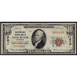 1929 $10 National Bank of Long Beach, California National Currency Note CH# 1187