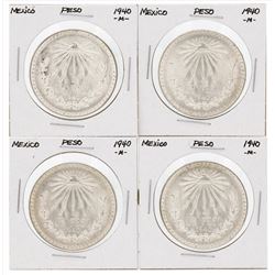 Lot of (4) 1940-Mexico Peso Coins