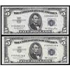 Image 1 : Lot of (2) 1953 $5 Silver Certificate Notes