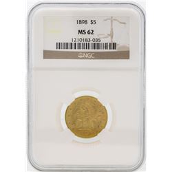 1898 $5 Liberty Head Half Eagle Gold Coin NGC MS62