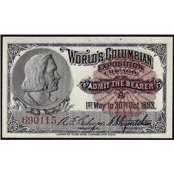 1893 Worlds Columbian Exposition Chicago Ticket